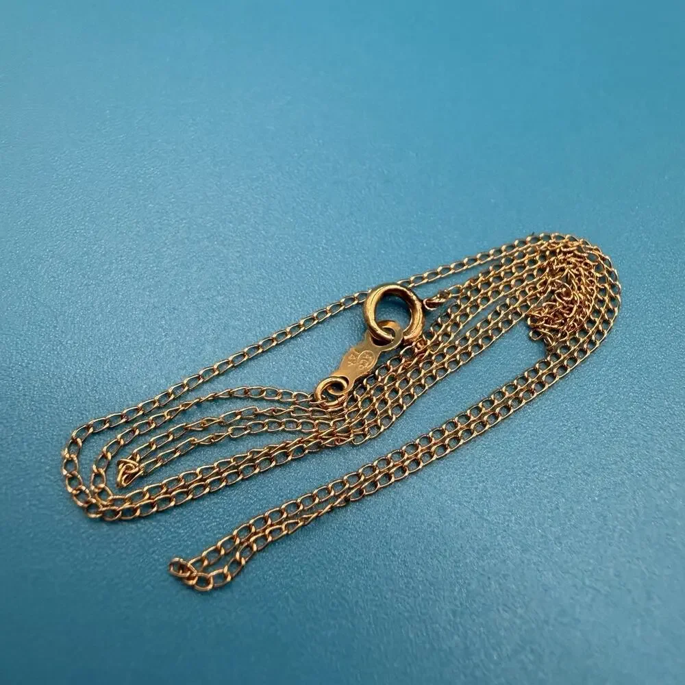 Vintage 14K Yellow Gold Fine Curb Link Chain Necklace 16